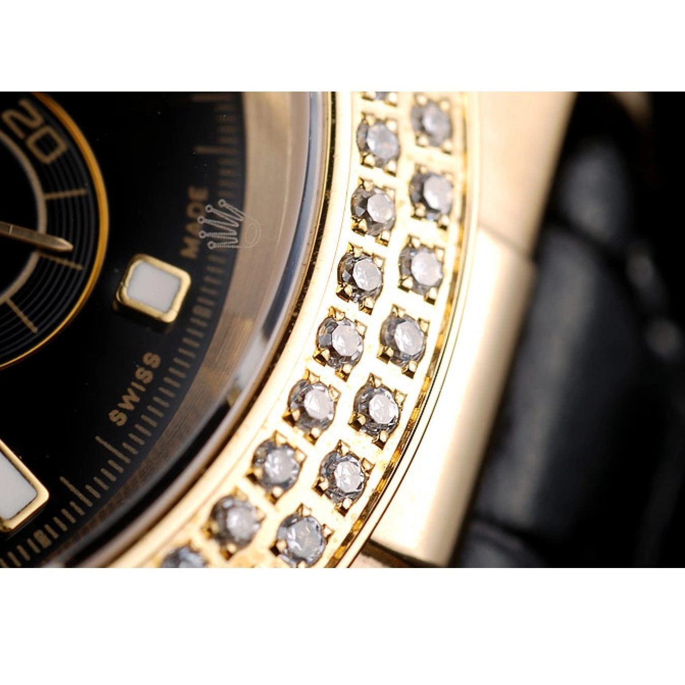 Black Gold Bezel Daytona Crystal Rolex Dial Studded Case 1013